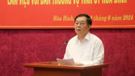 Trưởng Ban Tuyên giáo Trung ương Nguyễn Trọng Nghĩa làm việc tại Tỉnh ủy Hòa Bình