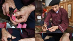Tết Nguyên đán, người Cao Lan dán giấy đỏ khắp nhà, vườn tược, dụng cụ lao động