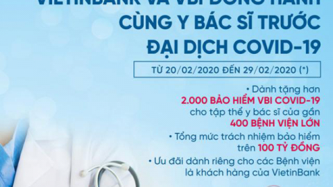 VietinBank và VBI đồng hành cùng các y, bác sỹ trước đại dịch COVID-19