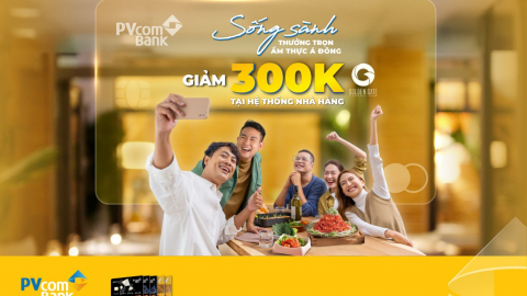 Giảm 300.000 đồng khi thanh toán bằng thẻ PVcomBank Mastercard tại chuỗi Golden Gate