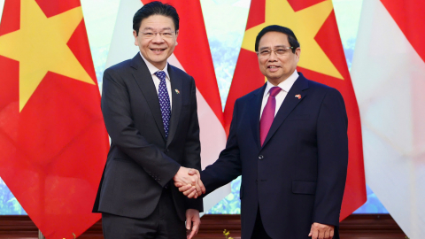 Hình ảnh Thủ tướng Phạm Minh Chính chủ trì lễ đón Thủ tướng Singapore tại Hà Nội