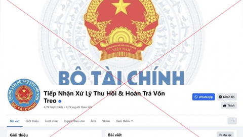 Cảnh báo kênh facebook có tick xanh giả mạo Bộ Tài chính