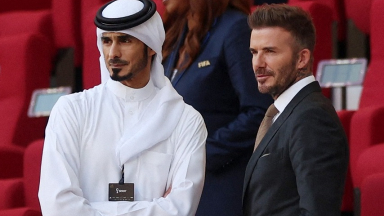 Beckham có hình nhưng mất tiếng ở Qatar