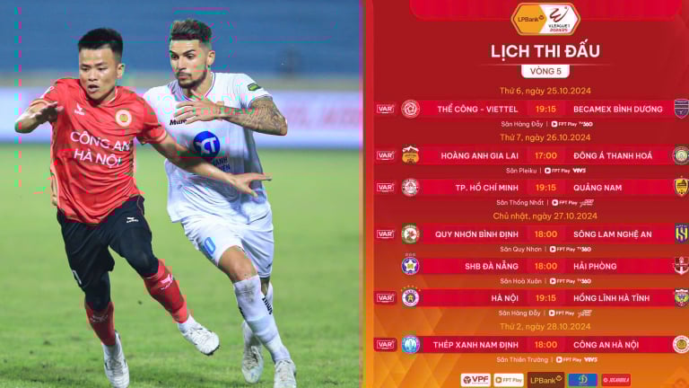 Lịch phát sóng trực tiếp vòng 5 LPBank V.League 1-2024/25: Đại chiến giữa những ứng viên vô địch