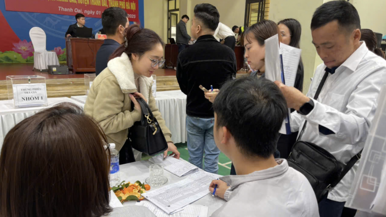 Kết quả đấu giá đất Thanh Oai: Giá trúng cao nhất hơn 90 triệu đồng/m2, gấp hơn 5 lần khởi điểm