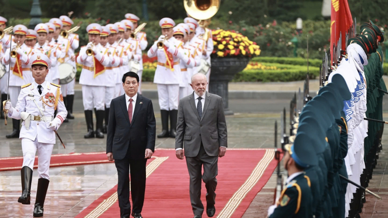 Hình ảnh Chủ tịch nước Lương Cường chủ trì Lễ đón Tổng thống Brazil Luiz Inácio Lula da Silva