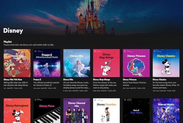 Thế giới Disney kỳ diệu xuất hiện trên ứng dụng nghe nhạc Spotify