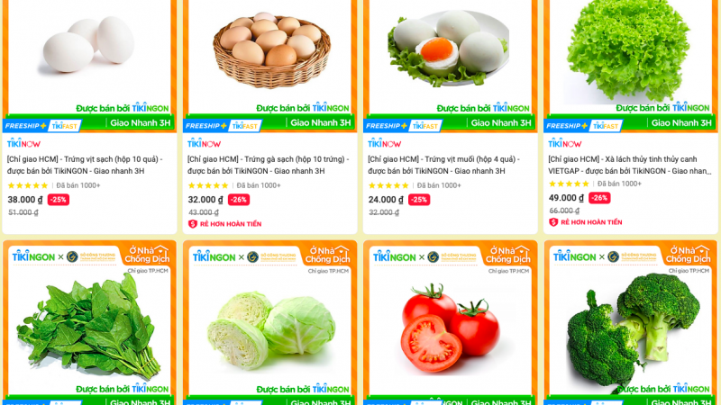TP.HCM: Tiki, Lazada, Sendo… bán hơn 100 tấn rau củ, thịt cá mỗi ngày