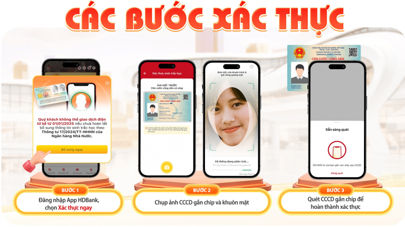 HDBank khuyến nghị khách hàng nhanh chóng bổ sung sinh trắc học, tránh gián đoạn giao dịch