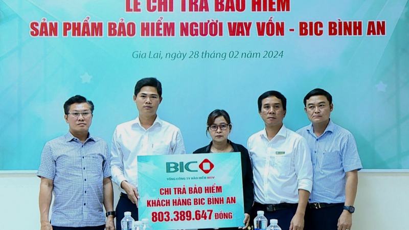 BIC Bắc Tây Nguyên chi trả hơn 800 triệu đồng quyền lợi bảo hiểm cho khách hàng vay vốn tại Gia Lai