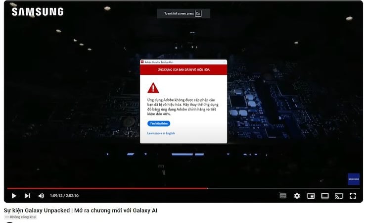 Kênh YouTube của Samsung đang phát trực tiếp bị khóa vì phần mềm lậu: Chuyên gia công nghệ phân tích gì?