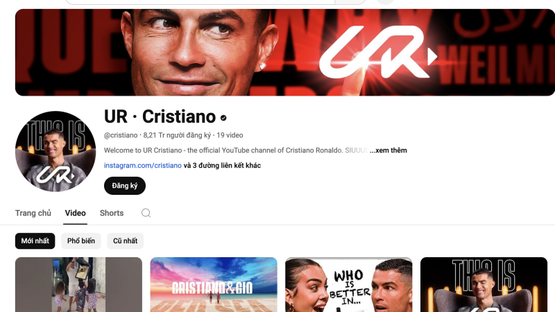 Ronaldo lập kênh Youtube, nhanh chóng đạt kỷ lục người đăng ký