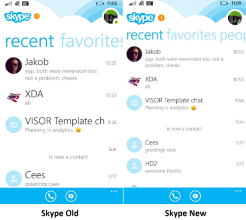 Skype trên Windows Phone cập nhật font chữ nhỏ hơn