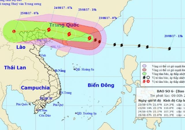 Bão số 6 áp sát biên giới Việt-Trung, miền Bắc sắp mưa rất to