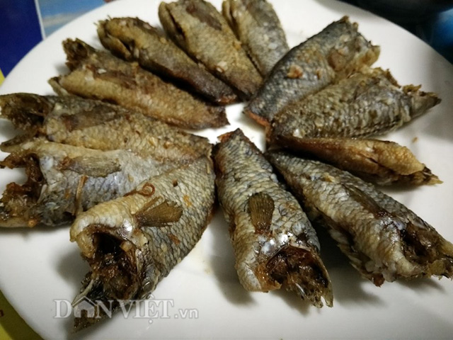 Khi cá chín có màu vàng rụm, tỏa mùi thơm nức cả chái bếp quê. Khi cá chín có màu vàng rụm, tỏa mùi thơm nức cả chái bếp quê.
