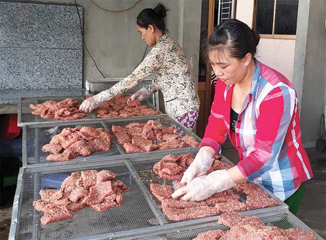 Phơi sấy thịt bò đã chế biến ở Công ty Diệp Bảo An. Hùng Phiên Phơi sấy thịt bò đã chế biến ở Công ty Diệp Bảo An. Hùng Phiên