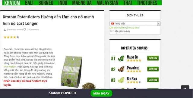 Một trang bán kratom online. Ảnh: HL