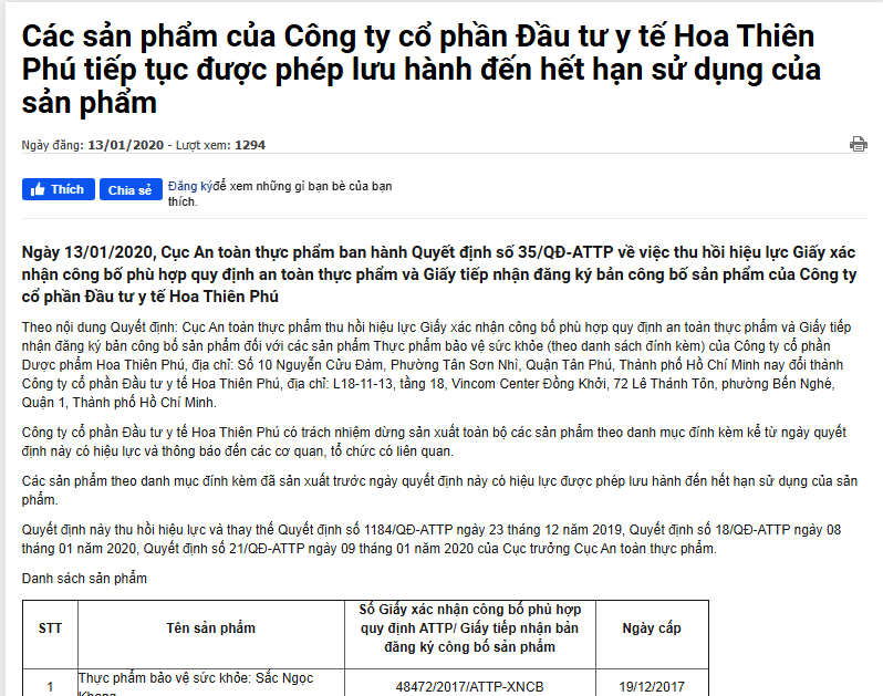 Vì sao Sắc Ngọc Khang, Viên uống Hoa Thiên bị thu hồi, dừng sản xuất? - Ảnh 1. Vì sao Sắc Ngọc Khang, Viên uống Hoa Thiên bị thu hồi, dừng sản xuất? - Ảnh 1.