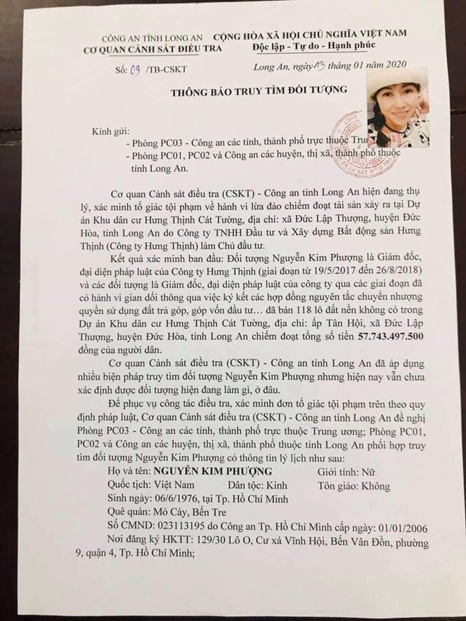 Công an truy tìm hàng loạt lãnh đạo công ty lừa bán đất nền "ma" - Ảnh 1. Công an truy tìm hàng loạt lãnh đạo công ty lừa bán đất nền "ma" - Ảnh 1.