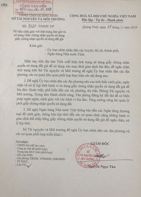 Quảng Ninh: Phát lộ nhiều giấy chứng nhận quyền sử dụng đất giả - Ảnh 1. Quảng Ninh: Phát lộ nhiều giấy chứng nhận quyền sử dụng đất giả - Ảnh 1.