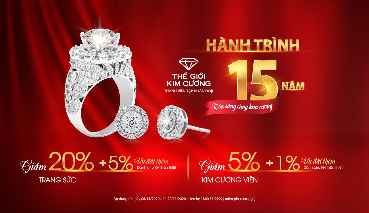 Thế Giới Kim Cương tung ưu đãi khủng đánh dấu hành trình 15 năm tỏa sáng - Ảnh 1. Thế Giới Kim Cương tung ưu đãi khủng đánh dấu hành trình 15 năm tỏa sáng - Ảnh 1.