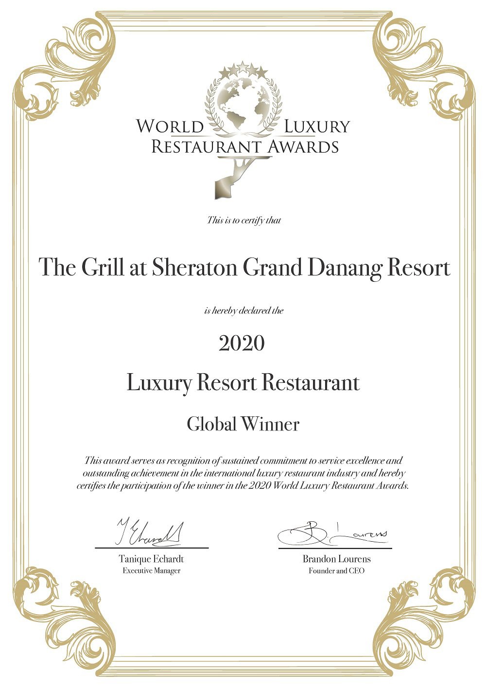 Khu Nghỉ Dưỡng Sheraton Grand Đà Nẵng nhận giải thưởng World Luxury Hotel Awards 2020 - Ảnh 2.