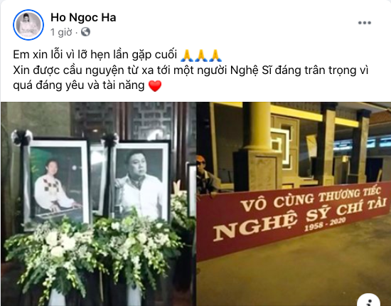 Hồ Ngọc Hà xin lỗi vì &quot;lỡ hẹn lần gặp cuối&quot;, Phi Nhung nghẹn ngào đến đám tang nghệ sĩ Chí Tài - Ảnh 2.