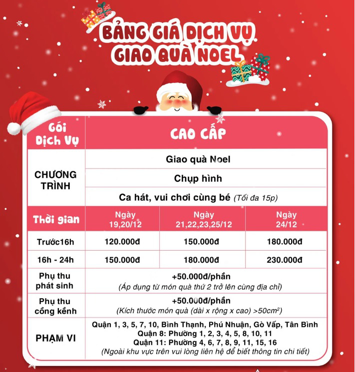 Bảng giá dịch vụ Ông già Noel tặng quà năm 2020 - Ảnh 4.