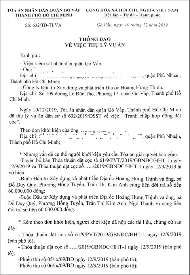 Bị dụ mua dự án sai phạm, khách kiện nhân viên môi giới ra tòa - Ảnh 1. Bị dụ mua dự án sai phạm, khách kiện nhân viên môi giới ra tòa - Ảnh 1.