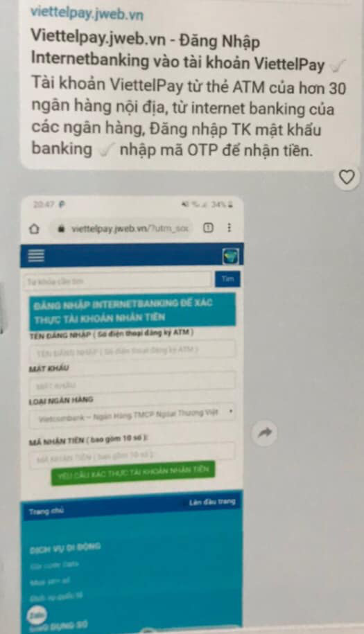 Công an Hà Nội cảnh báo nóng về web giả mạo ViettelPay để lừa đảo. - Ảnh 1. Công an Hà Nội cảnh báo nóng về web giả mạo ViettelPay để lừa đảo. - Ảnh 1.