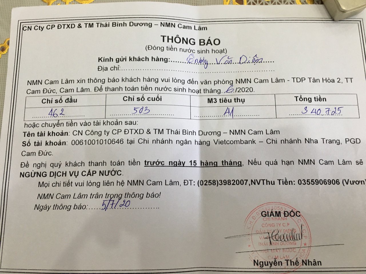 Giám đốc thông tin chính thức về hóa đơn tiền nước tăng - Ảnh 3.