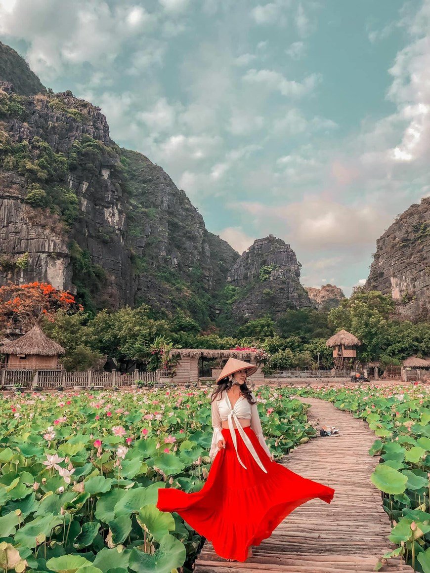 Lạ Ninh Bình: Đang giữa mùa Thu, đầm sen &quot;kỳ lạ nhất Việt Nam&quot; bỗng dưng nở rộ sắc màu - Ảnh 8.