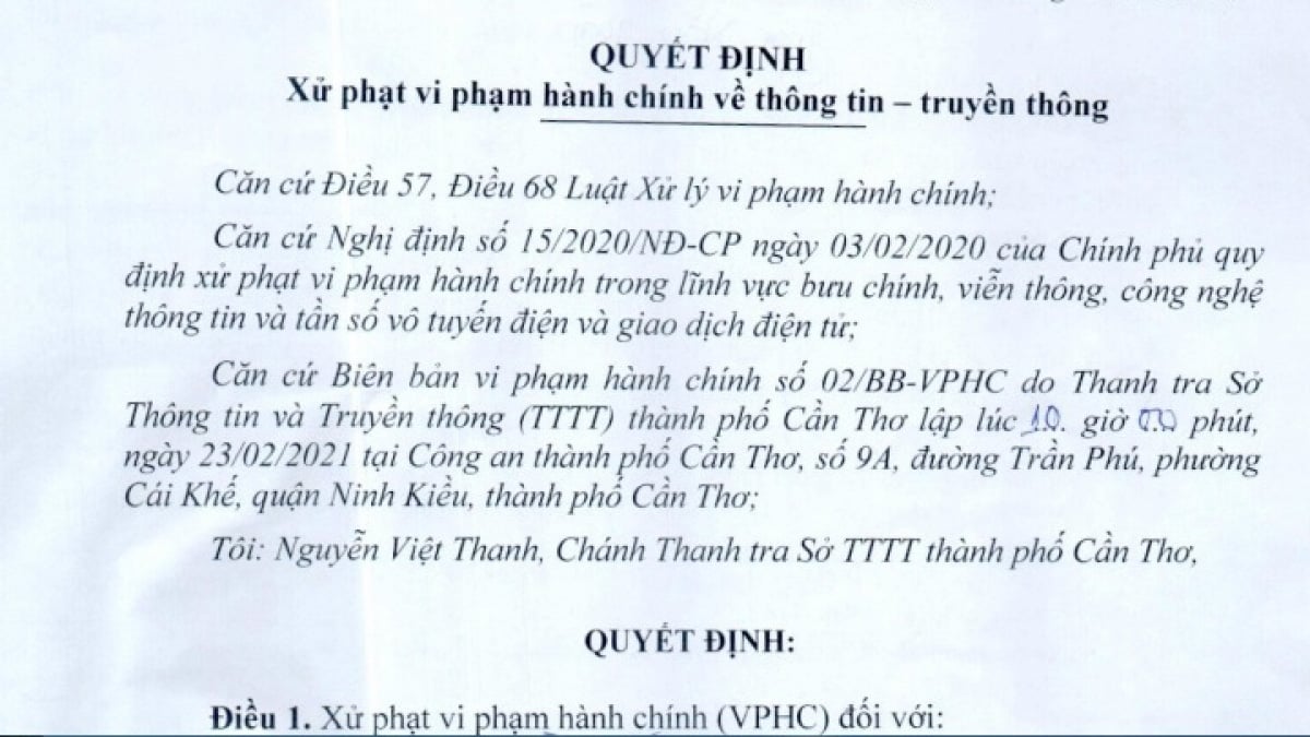 Cần Thơ: Xử phạt người đưa tin xuyên tạc xúc phạm Lãnh đạo Đảng, Nhà nước - Ảnh 1. Cần Thơ: Xử phạt người đưa tin xuyên tạc xúc phạm Lãnh đạo Đảng, Nhà nước - Ảnh 1.
