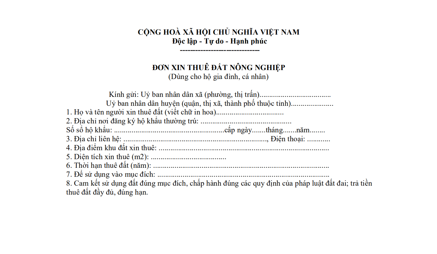 Mẫu đơn xin thuê đất nông nghiệp năm 2021 - Ảnh 3.