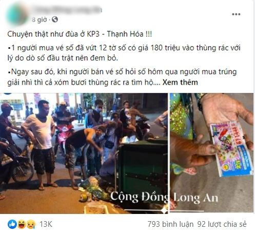 Người đàn ông &quot;trót dại&quot; vứt 12 tờ vé số, cả xóm lục tung thùng rác giữa đêm - Ảnh 1.