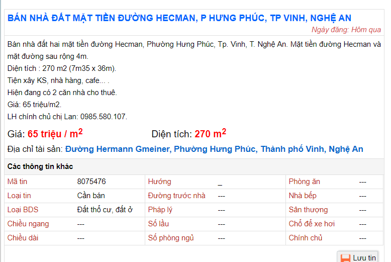 Giá đất TP Vinh tăng gấp đôi so với trước Tết Nguyên đán - Ảnh 1.