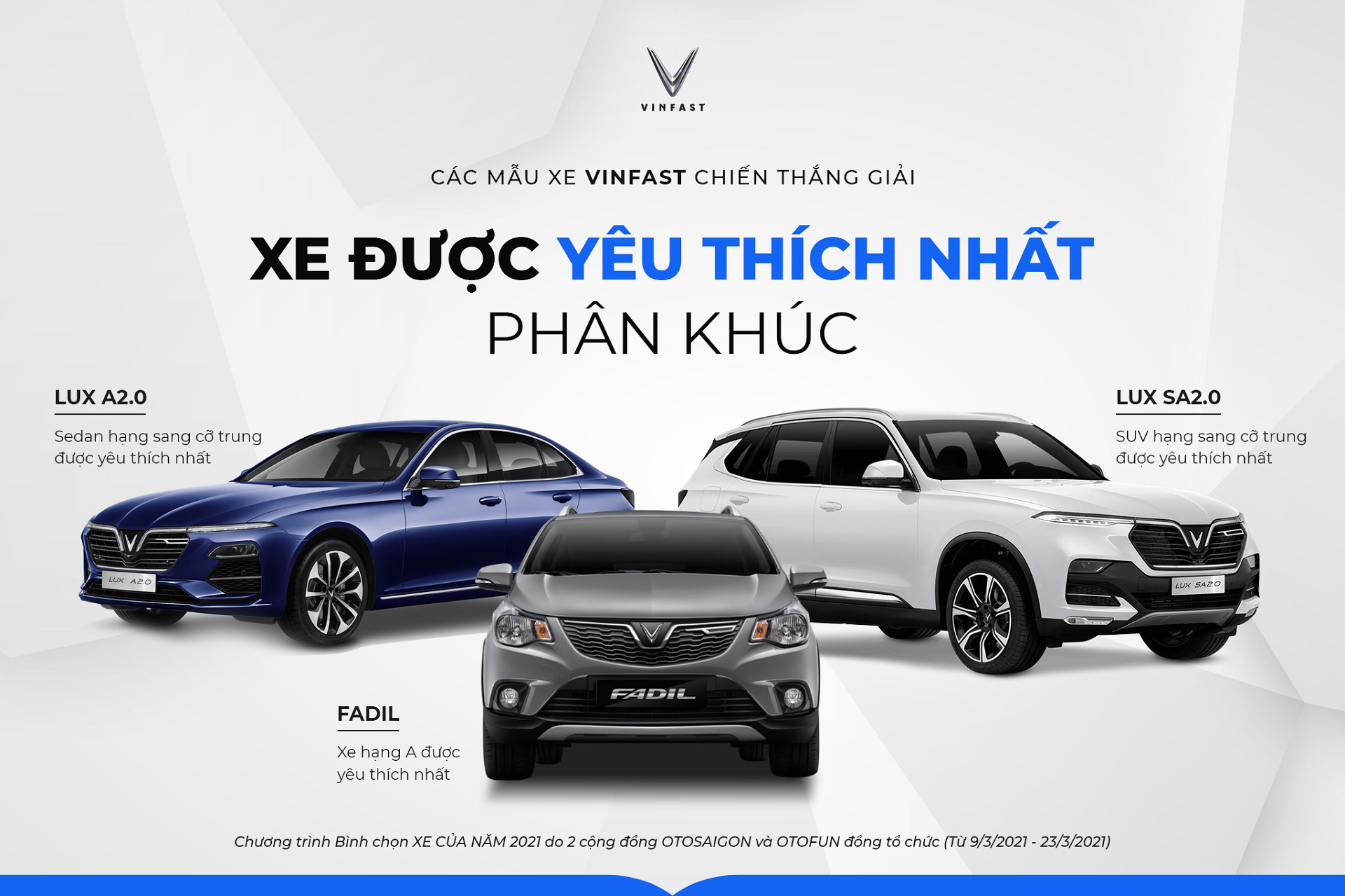 VinFast thắng lớn, giành 3 giải nhất trong Bình chọn &quot;Xe của năm 2021&quot; tại Việt Nam - Ảnh 1.
