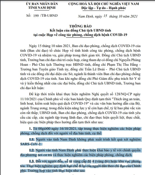 Từ Hà Nội về Nam Định cần giấy tờ gì, có phải cách ly không? - Ảnh 2.