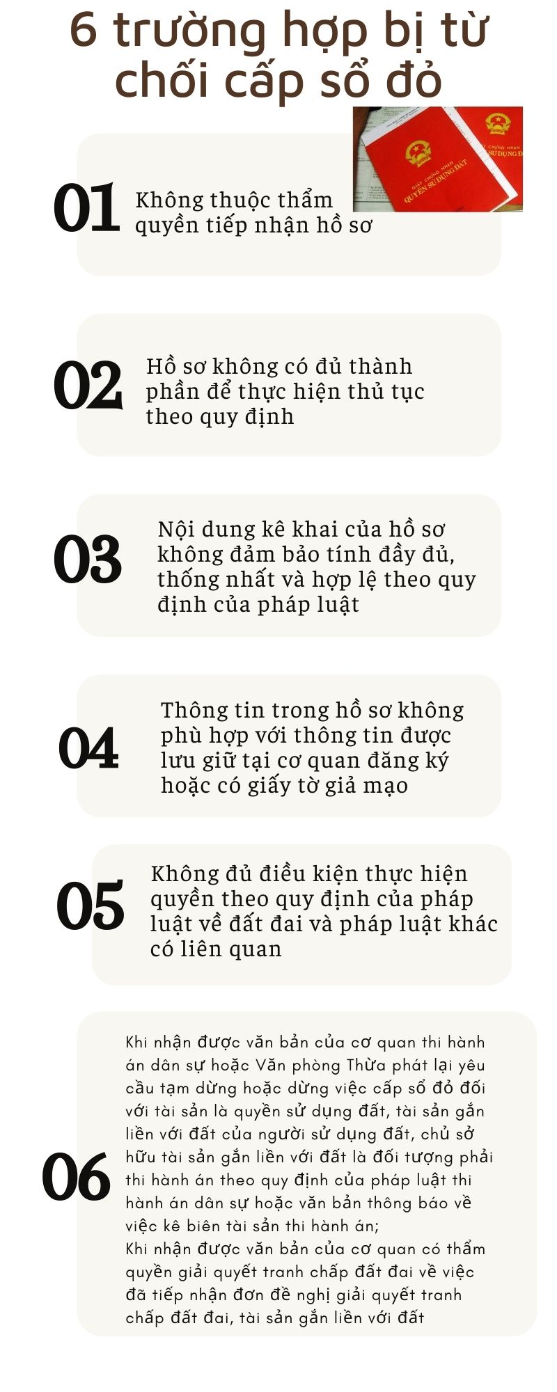 [infographics] Cập nhật chi tiết 6 trường hợp không được cấp sổ đỏ - Ảnh 1.