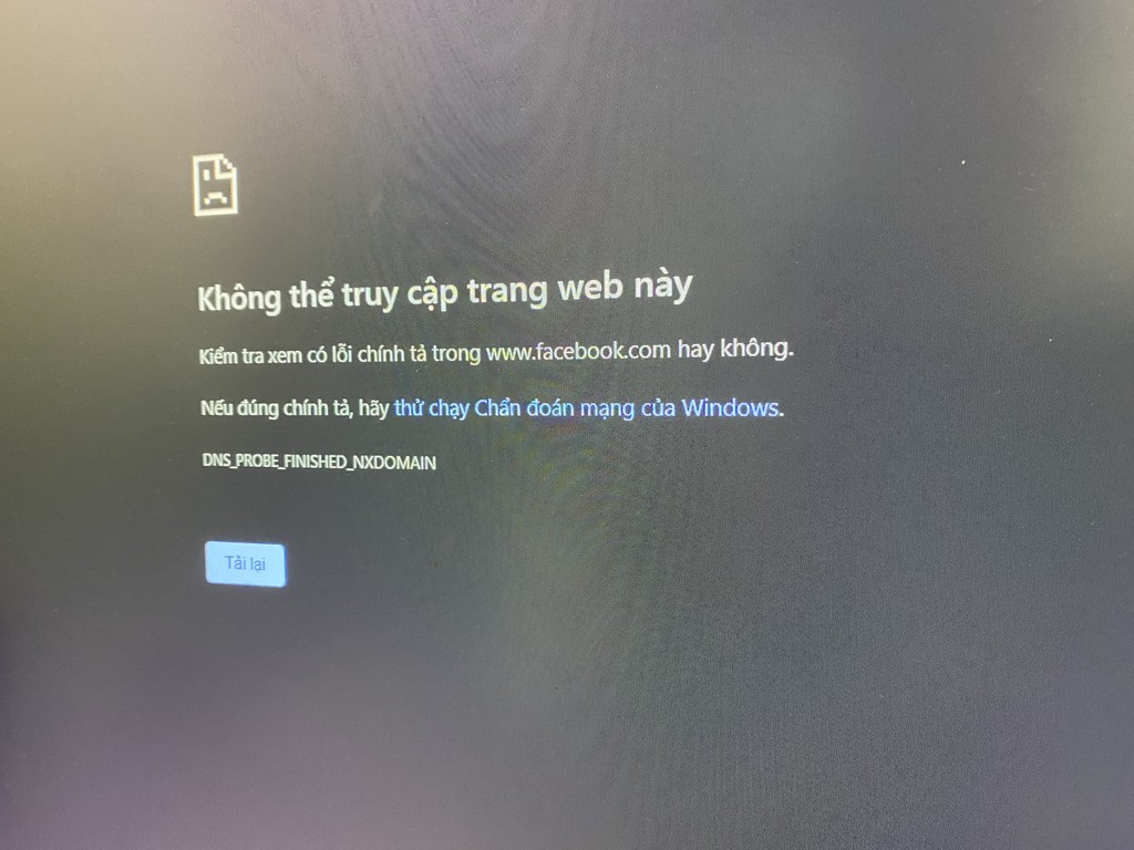 Facebook bị &quot;sập&quot; khiến người dùng không thể truy cập. Khi truy cập trên máy tính, kết quả trả ra hiện thị &quot;Không thể truy cập trang web này&quot;. Ảnh: @Google.