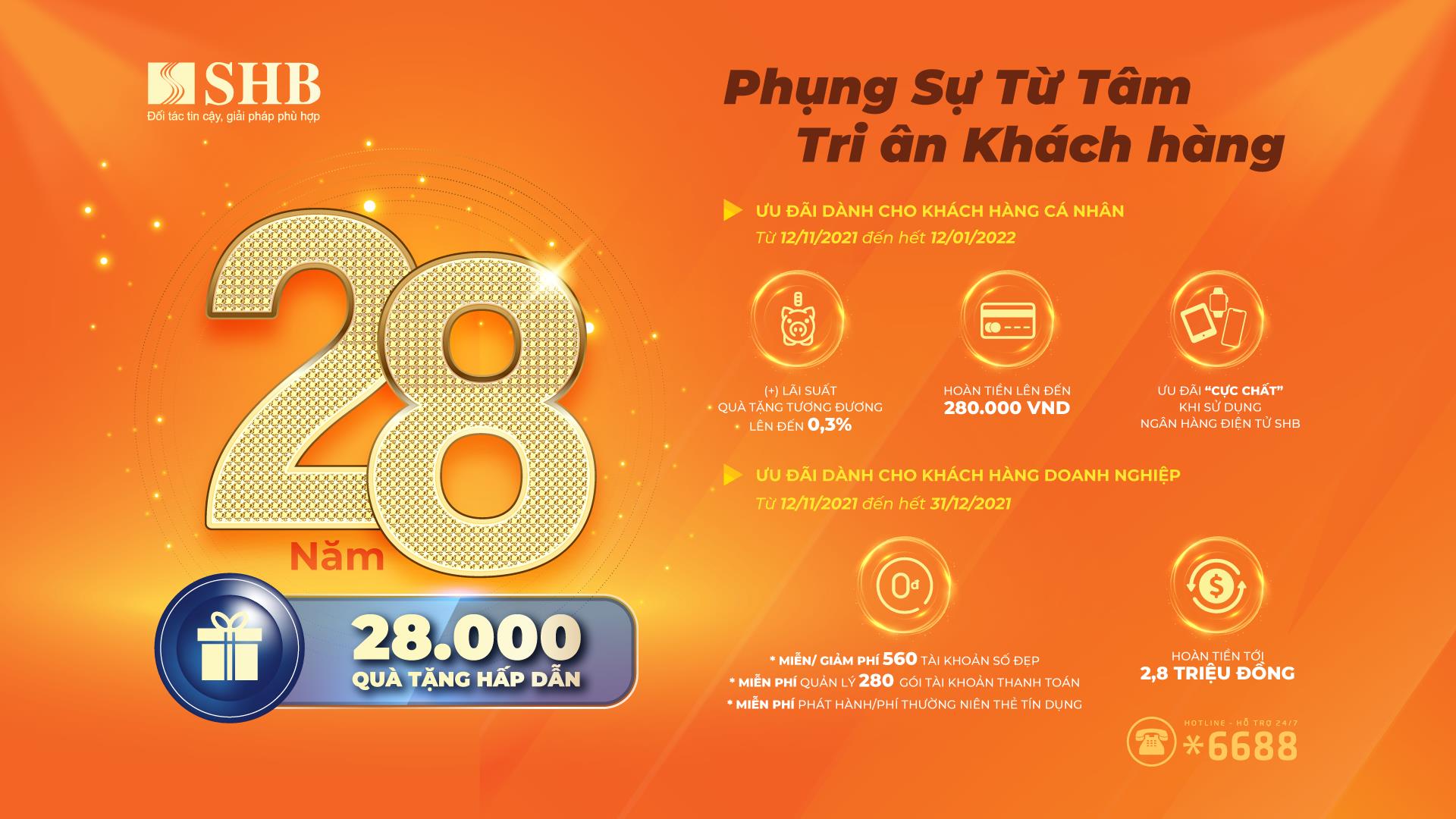 Tưng bừng sinh nhật 28 năm: SHB tri ân khách hàng 28.000 quà tặng - Ảnh 1.