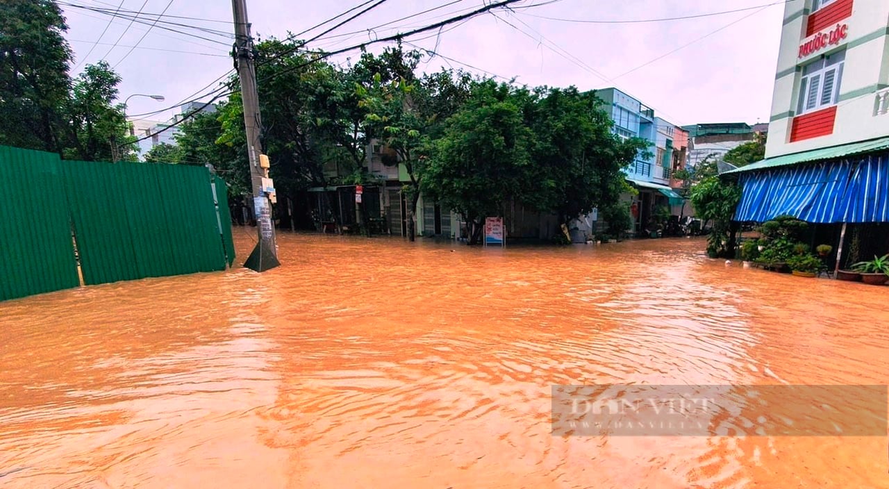 Mưa lớn gây ngập nặng, xe chết máy, dân Bình Định lội ‘bì bõm’ trong biển nước - Ảnh 14.