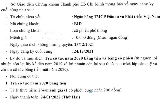BIDV trả cổ tức năm 2020 bằng tiền mặt và bằng cổ phiếu, tỷ lệ 2% và 25,77% - Ảnh 1. BIDV trả cổ tức năm 2020 bằng tiền mặt và bằng cổ phiếu, tỷ lệ 2% và 25,77% - Ảnh 1.