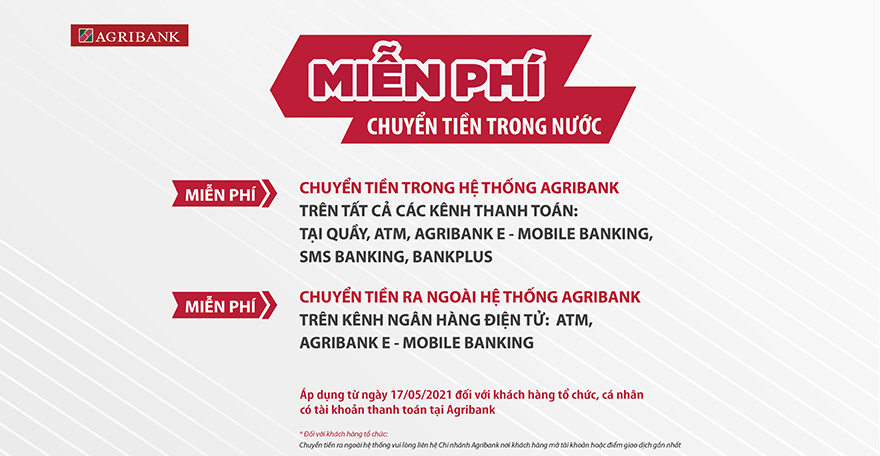 Agribank miễn 100% phí dịch vụ chuyển tiền trong nước - Ảnh 1. Agribank miễn 100% phí dịch vụ chuyển tiền trong nước - Ảnh 1.