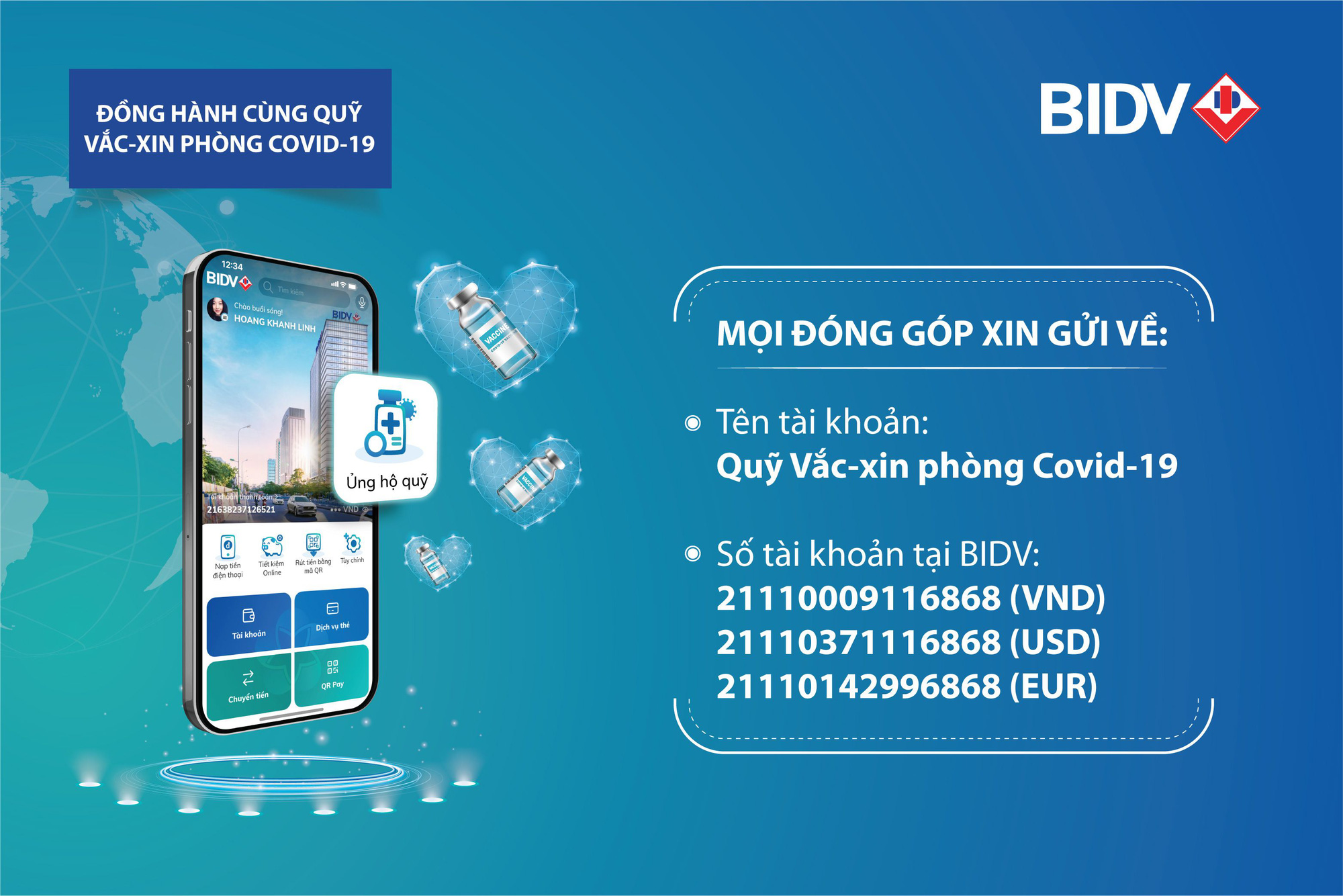 BIDV miễn phí chuyển tiền ủng hộ Quỹ Vắc-xin phòng Covid-19 - Ảnh 2.