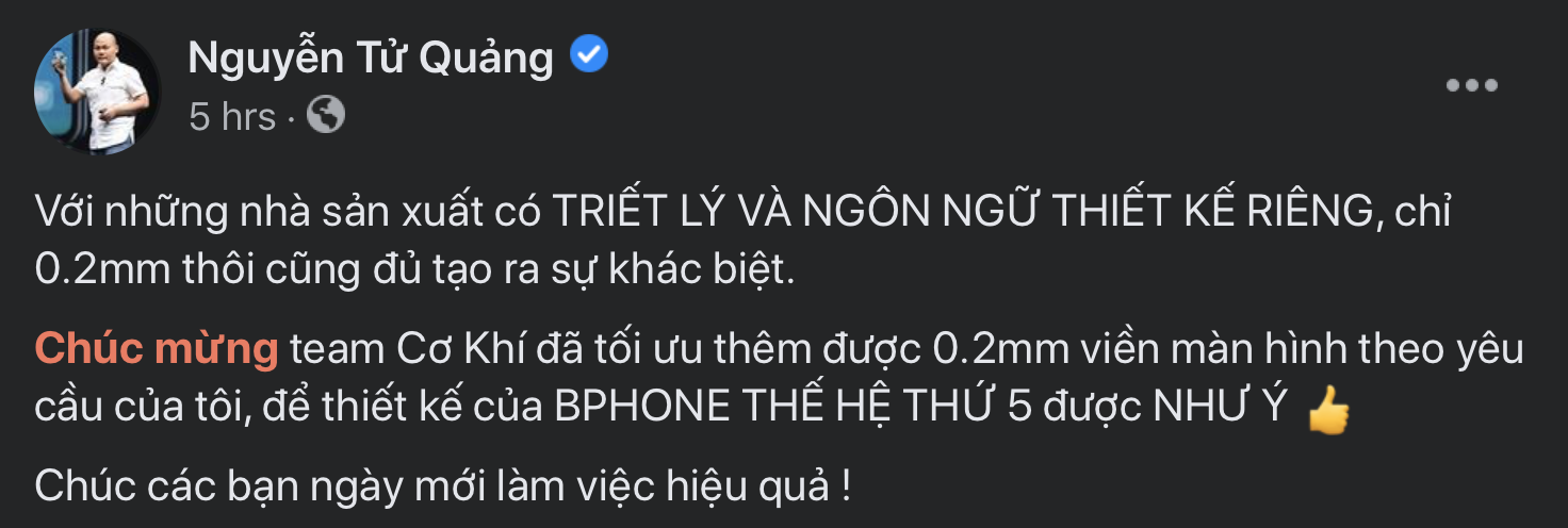 CEO BKAV Nguyễn Tử Quảng hé lộ về Bphone 5: Chỉ 0.2mm thôi cũng đủ tạo ra sự khác biệt - Ảnh 2.