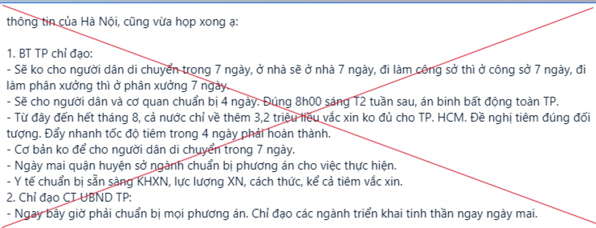 Hà Nội bác thông tin &quot;không cho người dân di chuyển trong 7 ngày&quot; - Ảnh 1.