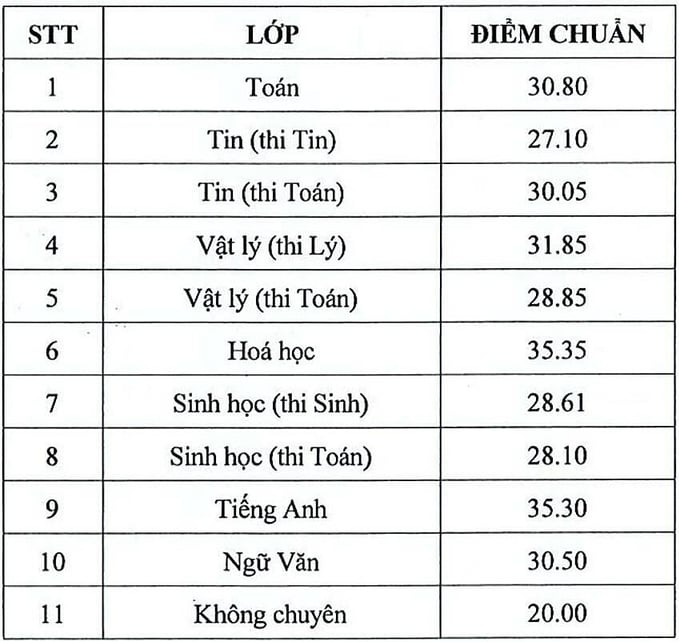 TP.HCM: Trường Phổ thông Năng khiếu công bố điểm chuẩn lớp 10 - Ảnh 1.
