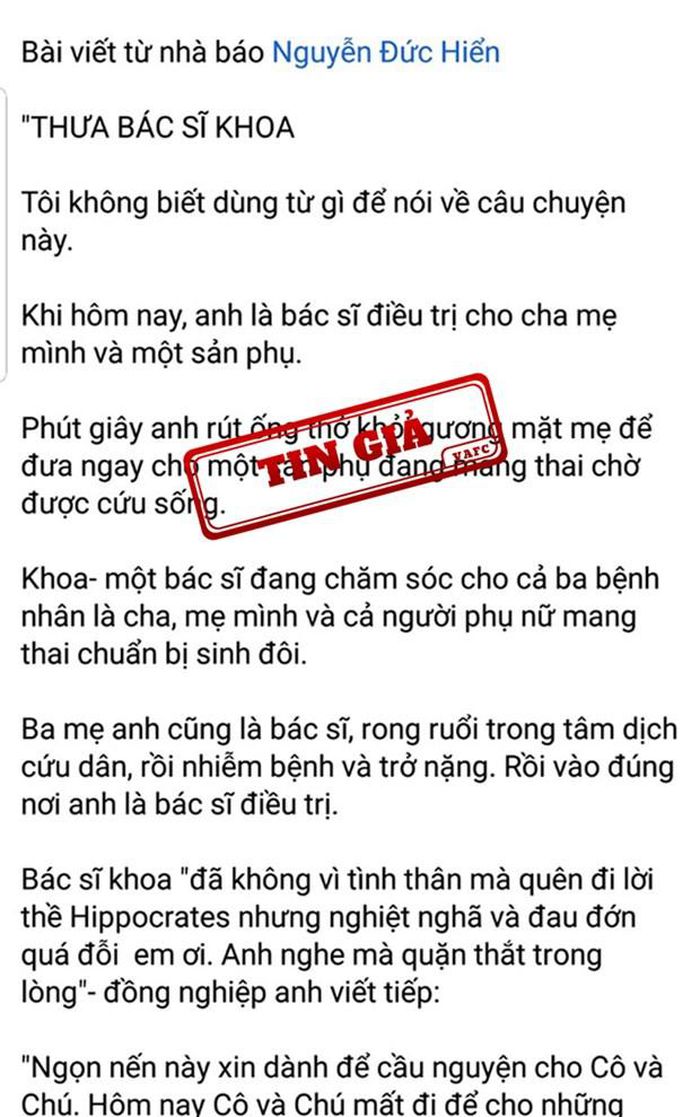 VAFC khuyến cáo chia sẻ thông tin có kiểm chứng sau vụ 'Bác sĩ Khoa' - Ảnh 2.