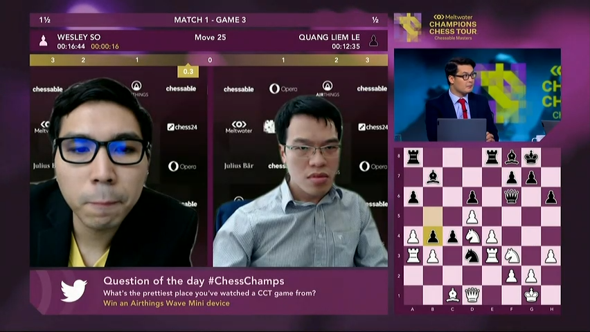 Lê Quang Liêm thất vọng sau trận chung kết lượt đi Chessable Masters - Ảnh 1.